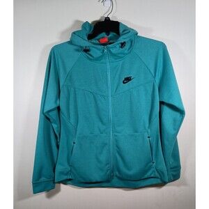 Nike Womens Teal Full Zip Hoodie Kangaroo Pocket Sweater Jacket Size XL